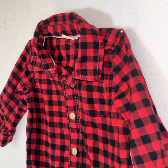 Baby gap Buffalo Plaid One Piece‎ Button Up Shirt 6 To 9 Months - Picture 2 of 3